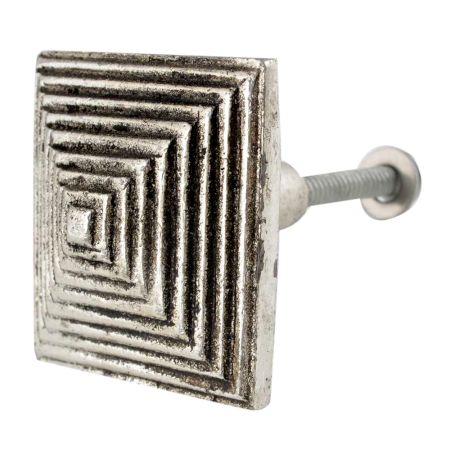 Square Pyramid Antique Silver Aluminium Cabinet Knob